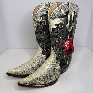 Big Bull Mens 6.5–7 (MX 23.5) Snakeskin Western Boots Genuine Python Mexico Made